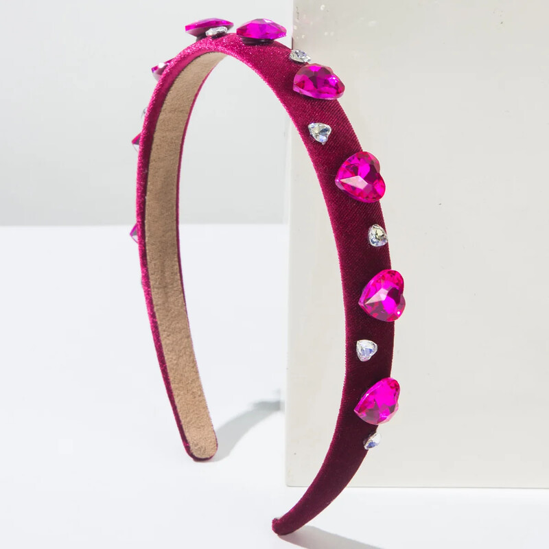 Valentinovo, ružičasta barokna traka za glavu s punim dijamantima Sweet Date Dodaci za kosu