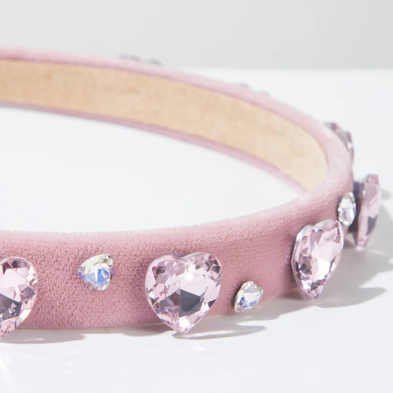 Valentinovo, ružičasta barokna traka za glavu s punim dijamantima Sweet Date Dodaci za kosu