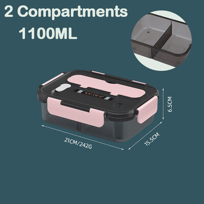 Преносима кутия за обяд с отделения за прибори Кутии Bento Пластмасови непропускливи контейнери за съхранение на храна Офис Училищни кутии за храна