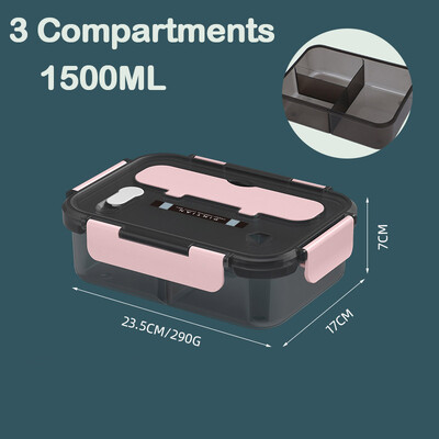 Преносима кутия за обяд с отделения за прибори Кутии Bento Пластмасови непропускливи контейнери за съхранение на храна Офис Училищни кутии за храна