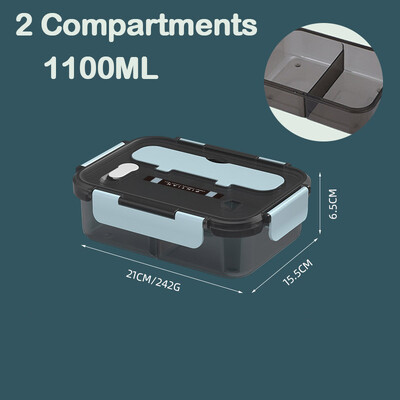 Преносима кутия за обяд с отделения за прибори Кутии Bento Пластмасови непропускливи контейнери за съхранение на храна Офис Училищни кутии за храна