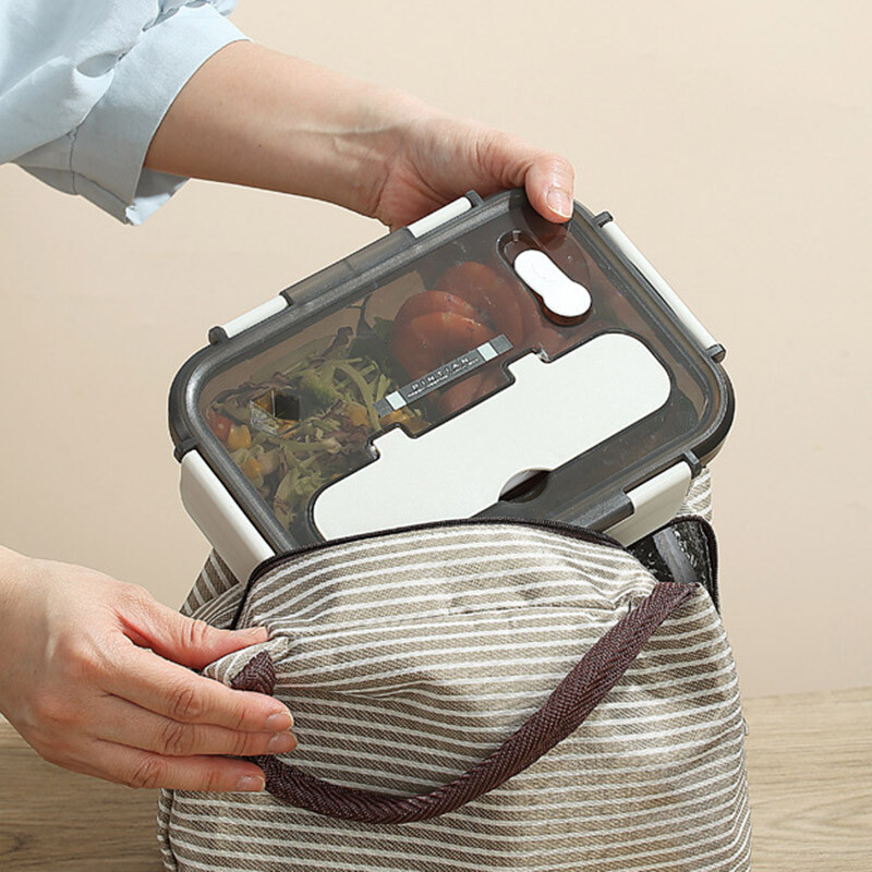 Преносима кутия за обяд с отделения за прибори Кутии Bento Пластмасови непропускливи контейнери за съхранение на храна Офис Училищни кутии за храна