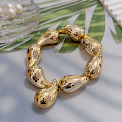 Metāla kupli gludi balonu burbuļu ūdens lāses sirds formas elastīgās rokassprādzes sievietēm vīriešiem Hip-hop panka modernas rotaslietas dāvanas