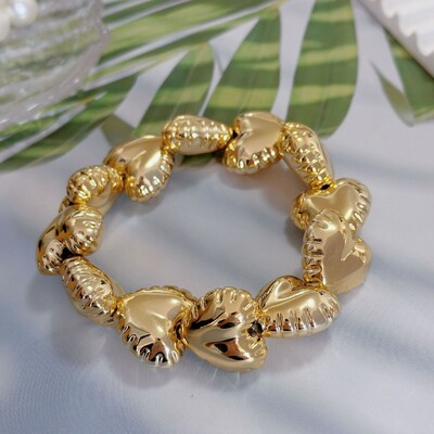 Metāla kupli gludi balonu burbuļu ūdens lāses sirds formas elastīgās rokassprādzes sievietēm vīriešiem Hip-hop panka modernas rotaslietas dāvanas