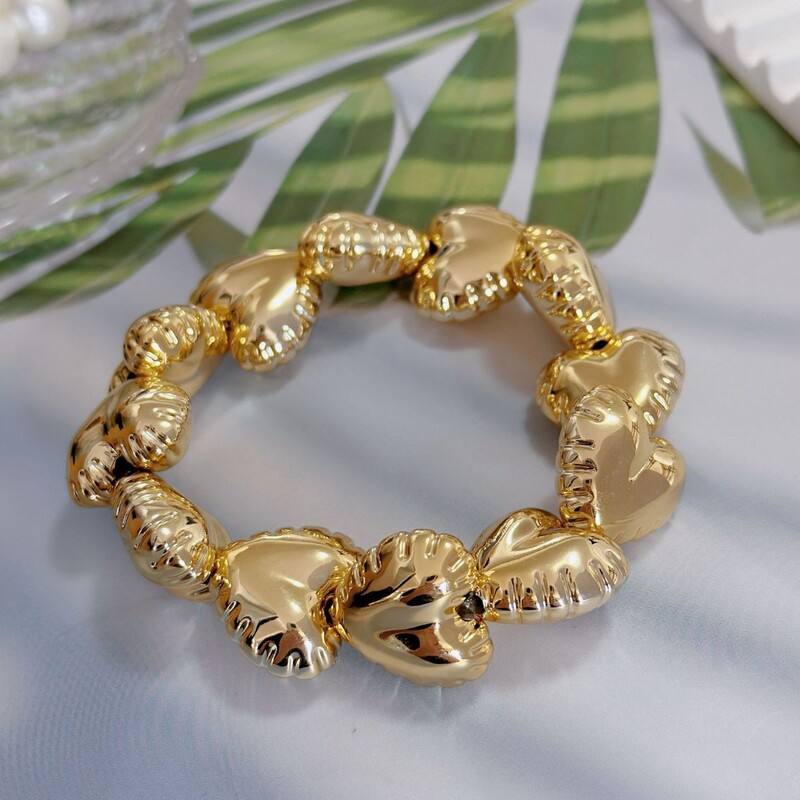 Metāla kupli gludi balonu burbuļu ūdens lāses sirds formas elastīgās rokassprādzes sievietēm vīriešiem Hip-hop panka modernas rotaslietas dāvanas