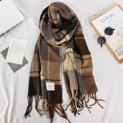 Eșarfă de iarnă în carouri Esarfe pentru gât pentru femei Esarfe ocazionale de modă șal și împachetări pentru femei de cașmir Bufandas Hombre