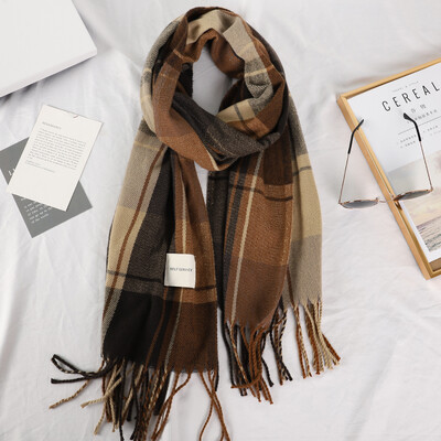 Eșarfă de iarnă în carouri Esarfe pentru gât pentru femei Esarfe ocazionale de modă șal și împachetări pentru femei de cașmir Bufandas Hombre