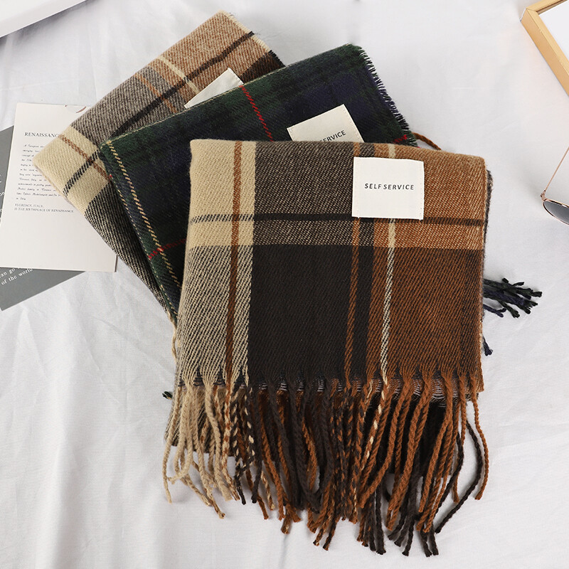 Eșarfă de iarnă în carouri Esarfe pentru gât pentru femei Esarfe ocazionale de modă șal și împachetări pentru femei de cașmir Bufandas Hombre