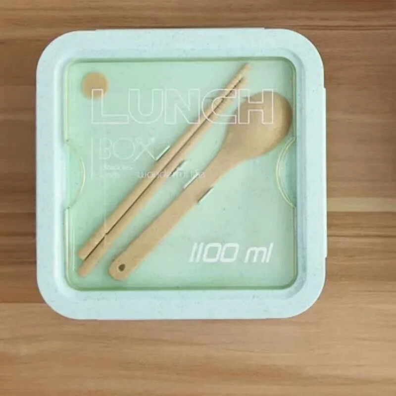 850/1100ML пшенична слама кутия за обяд Бенто кутия Микровълнова фурна Ученици с капак столова проста кутия за обяд правоъгълна преносима