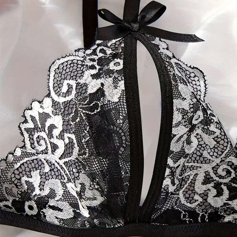 Hot Erotic Crotchless Transparent Hollow Out Sutien și Chiloți Set Lenjerie Sexy pentru Femei Sutiene Deschise Lenjerie Intima Dantela Costum Imbracaminte