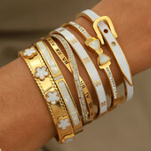 Brățări și brățări clasice cu flori din metal din oțel inoxidabil pentru femei Bijuterii de marcă de modă Accesorii pentru brățări delicate cu arc