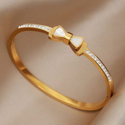 Brățări și brățări clasice cu flori din metal din oțel inoxidabil pentru femei Bijuterii de marcă de modă Accesorii pentru brățări delicate cu arc