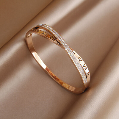 Brățări și brățări clasice cu flori din metal din oțel inoxidabil pentru femei Bijuterii de marcă de modă Accesorii pentru brățări delicate cu arc