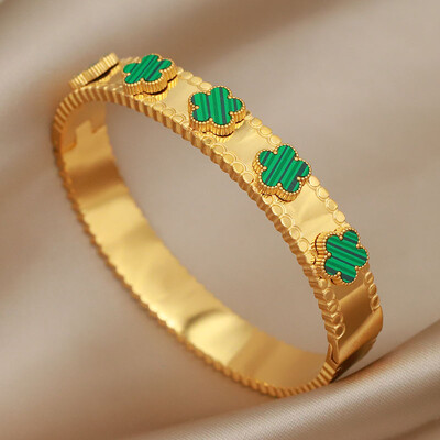 Brățări și brățări clasice cu flori din metal din oțel inoxidabil pentru femei Bijuterii de marcă de modă Accesorii pentru brățări delicate cu arc