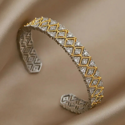 Kristalne geometrijske otvorene narukvice i narukvice za žene Široka vjenčana vjenčana narukvica u različitim bojama Nakit modne marke
