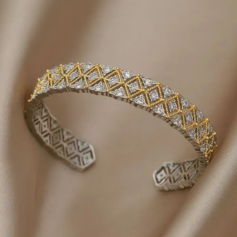 Kristalne geometrijske otvorene narukvice i narukvice za žene Široka vjenčana vjenčana narukvica u različitim bojama Nakit modne marke