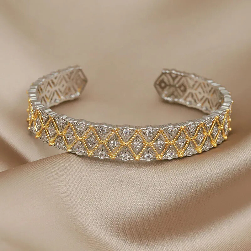 Kristalne geometrijske otvorene narukvice i narukvice za žene Široka vjenčana vjenčana narukvica u različitim bojama Nakit modne marke