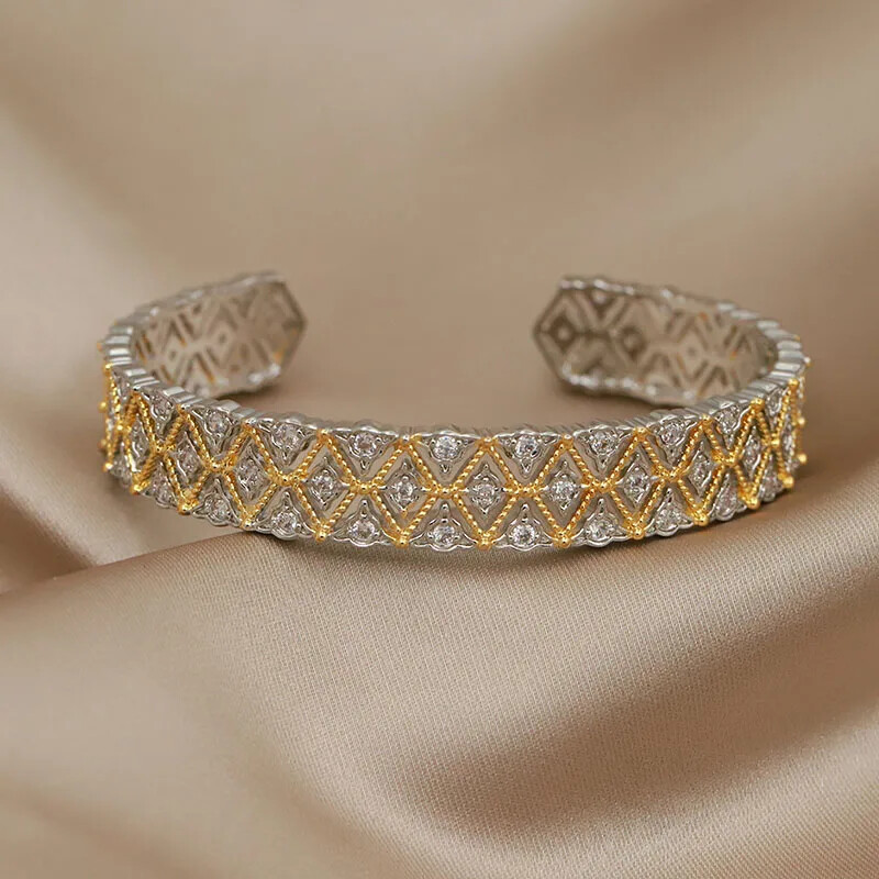 Kristalne geometrijske otvorene narukvice i narukvice za žene Široka vjenčana vjenčana narukvica u različitim bojama Nakit modne marke