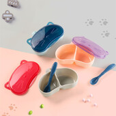 Преносима купа за хранене на бебета с комплект лъжици, купа за самостоятелно хранене на първи етап за малки деца и деца, водена от бебе хранилка за отбиване на закуски