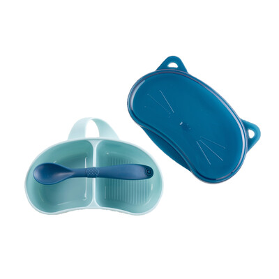 Преносима купа за хранене на бебета с комплект лъжици, купа за самостоятелно хранене на първи етап за малки деца и деца, водена от бебе хранилка за отбиване на закуски