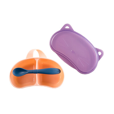 Преносима купа за хранене на бебета с комплект лъжици, купа за самостоятелно хранене на първи етап за малки деца и деца, водена от бебе хранилка за отбиване на закуски