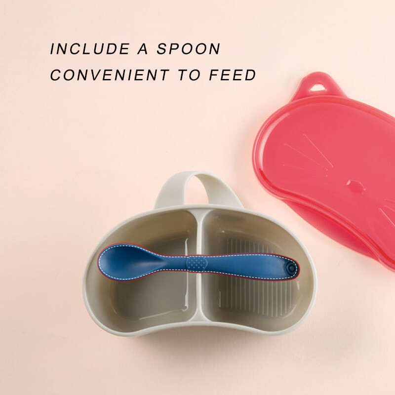 Преносима купа за хранене на бебета с комплект лъжици, купа за самостоятелно хранене на първи етап за малки деца и деца, водена от бебе хранилка за отбиване на закуски