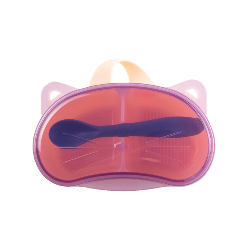 Преносима купа за хранене на бебета с комплект лъжици, купа за самостоятелно хранене на първи етап за малки деца и деца, водена от бебе хранилка за отбиване на закуски