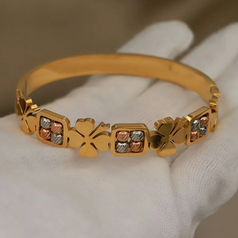 Mărgele din oțel inoxidabil cu amestec de metal Brățări și brățări cu flori pentru femei Bijuterii de marcă de modă Accesorii elegante