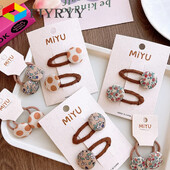 Множество стилове Шнола за коса за момичета Нова мода Корейски сладък бебешки плат Лък Фиби за коса Шапки Щипки за кафе Детски аксесоари за коса