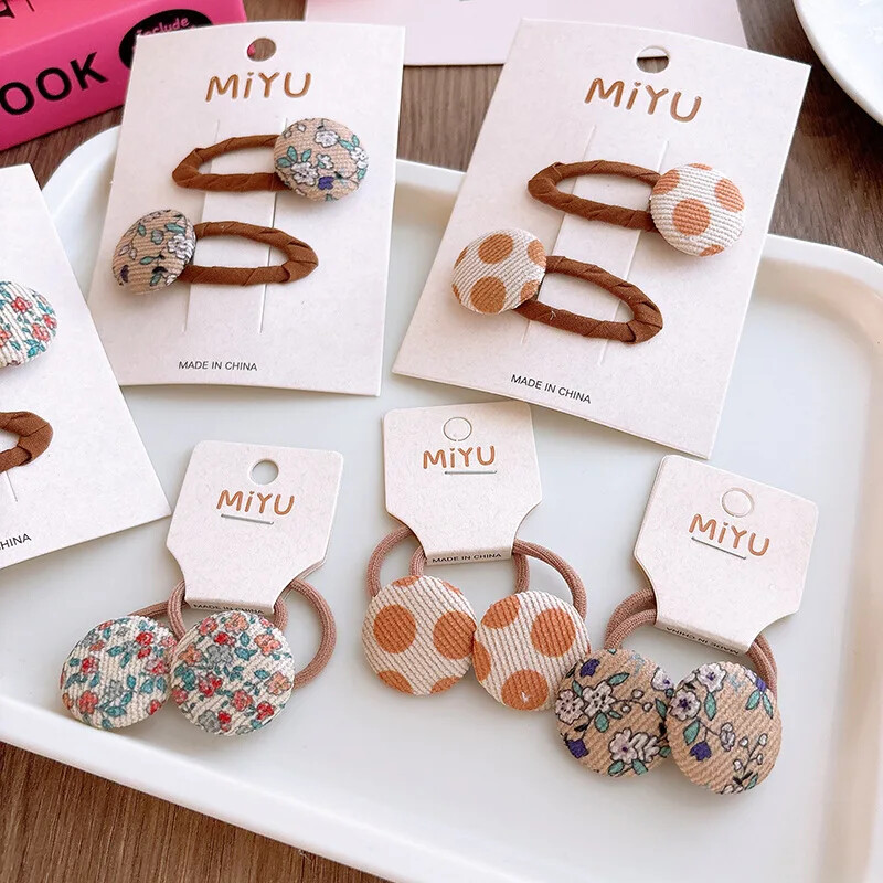 Множество стилове Шнола за коса за момичета Нова мода Корейски сладък бебешки плат Лък Фиби за коса Шапки Щипки за кафе Детски аксесоари за коса