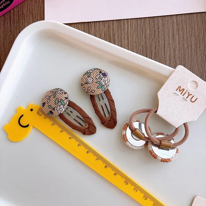 Множество стилове Шнола за коса за момичета Нова мода Корейски сладък бебешки плат Лък Фиби за коса Шапки Щипки за кафе Детски аксесоари за коса