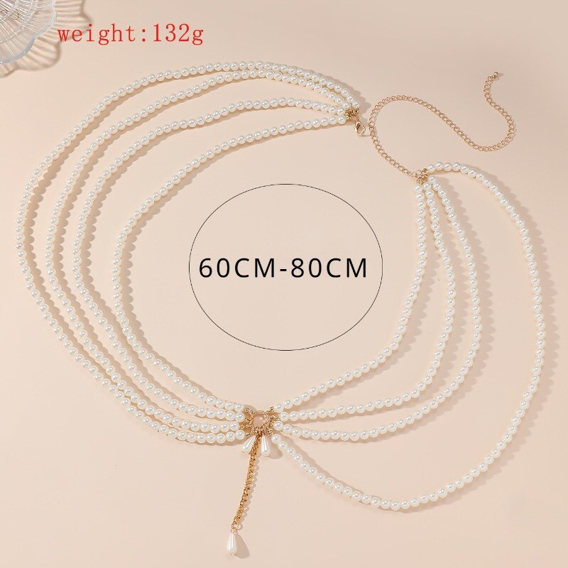 Lanț de talie de perle europene și americane, cu perle conectate cu mai multe straturi, cu decorare pentru talie cu ciucuri, centură personalizată