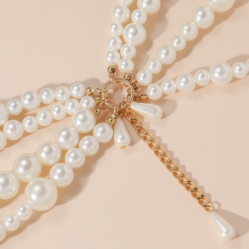 Lanț de talie de perle europene și americane, cu perle conectate cu mai multe straturi, cu decorare pentru talie cu ciucuri, centură personalizată