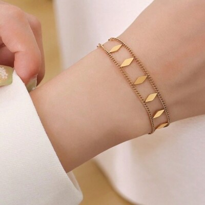 1 buc. Brățară cu lanț din oțel inoxidabil simplu, cu romboi, pentru femei, pentru decorarea zilnică