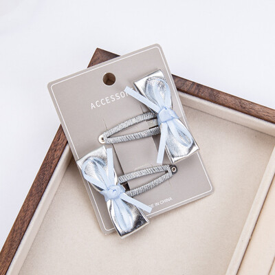 2 bucăți/set fundite din dantelă albă pentru fetițe agrafe de păr vintage din denim Sanp agrafe de păr cowboy mini fundite BB Barrettes