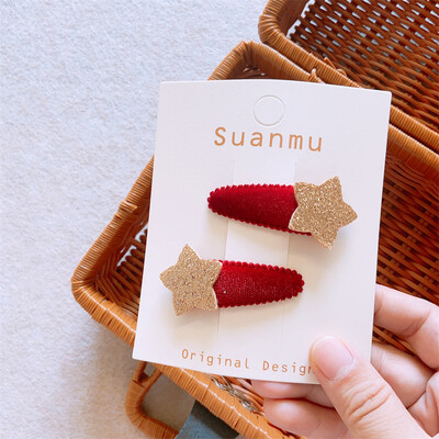 Korejska slatka zvjezdana kopča za djecu Baršunasta kopča za djevojčice Ukosnica za dječje ružičaste šiške Zvjezdane kopče dječji dodaci za kosu