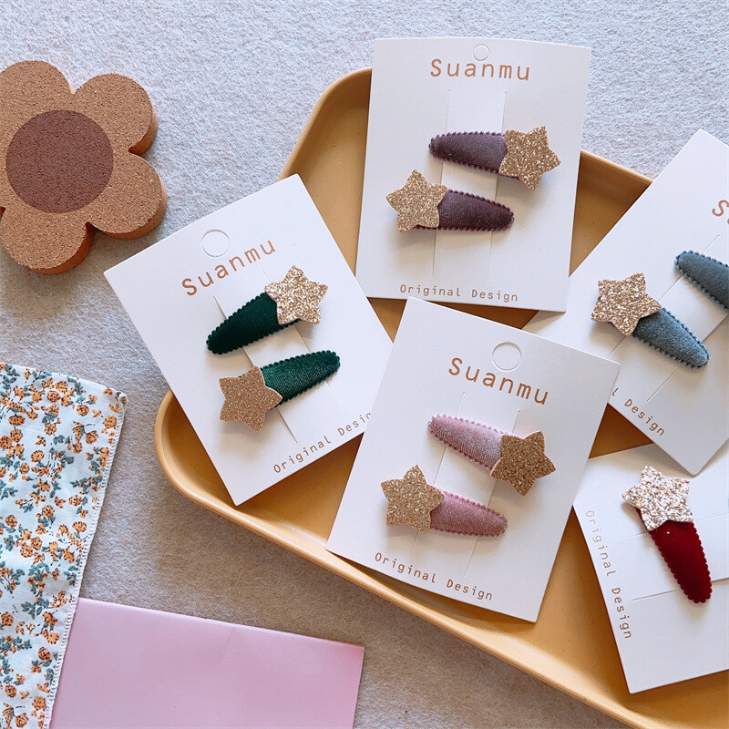 Korejska slatka zvjezdana kopča za djecu Baršunasta kopča za djevojčice Ukosnica za dječje ružičaste šiške Zvjezdane kopče dječji dodaci za kosu