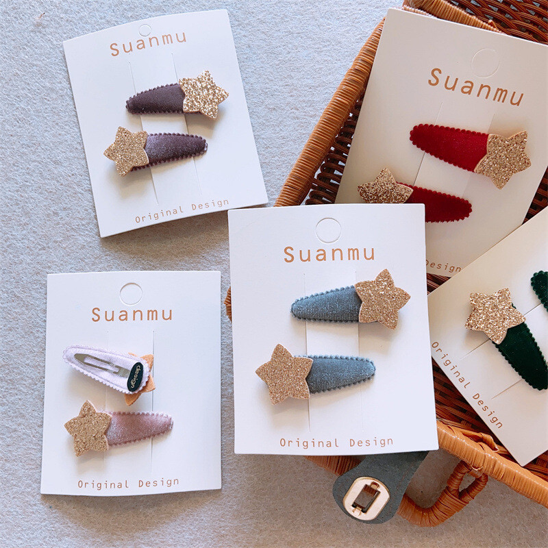 Korejska slatka zvjezdana kopča za djecu Baršunasta kopča za djevojčice Ukosnica za dječje ružičaste šiške Zvjezdane kopče dječji dodaci za kosu