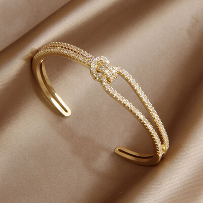 Brățări și brățare în cruce de zircon cubic de cristal clasic, cu scrisoare, brățară de mireasă, bijuterii de marcă de modă Ins