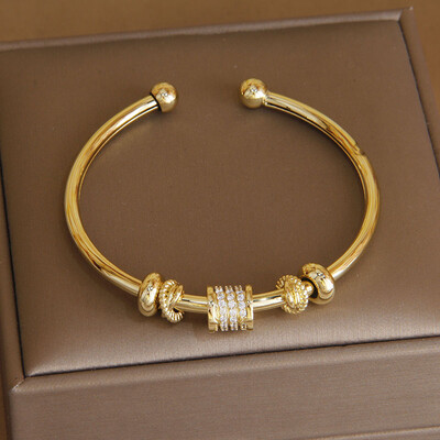 Brățări și brățare în cruce de zircon cubic de cristal clasic, cu scrisoare, brățară de mireasă, bijuterii de marcă de modă Ins