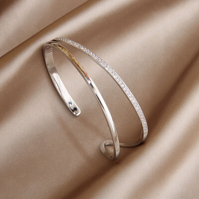 Brățări și brățare în cruce de zircon cubic de cristal clasic, cu scrisoare, brățară de mireasă, bijuterii de marcă de modă Ins