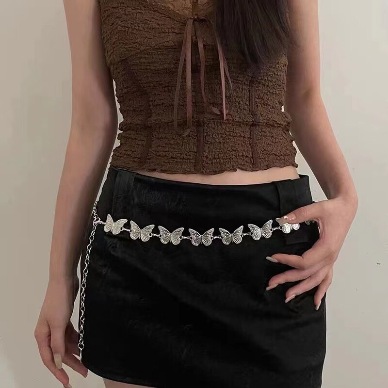 Lanț de corp cu talie fluture la modă și de ultimă generație, potrivit pentru petrecere și ținută zilnică, combinat cu rochii formale și blugi