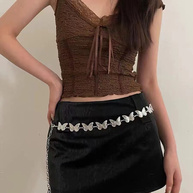 Lanț de corp cu talie fluture la modă și de ultimă generație, potrivit pentru petrecere și ținută zilnică, combinat cu rochii formale și blugi