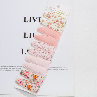 10 buc./lot, 6 cm, imprimeu flori, din aliaj de bumbac, set de cleme de fixare pentru fundă de păr, în carouri, agrafe de păr Bobby, pentru fete, pentru copii