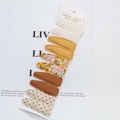 10 buc./lot, 6 cm, imprimeu flori, din aliaj de bumbac, set de cleme de fixare pentru fundă de păr, în carouri, agrafe de păr Bobby, pentru fete, pentru copii