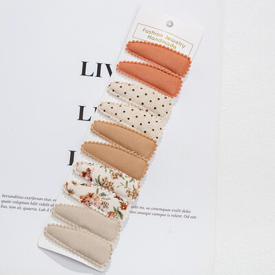 10 buc./lot, 6 cm, imprimeu flori, din aliaj de bumbac, set de cleme de fixare pentru fundă de păr, în carouri, agrafe de păr Bobby, pentru fete, pentru copii