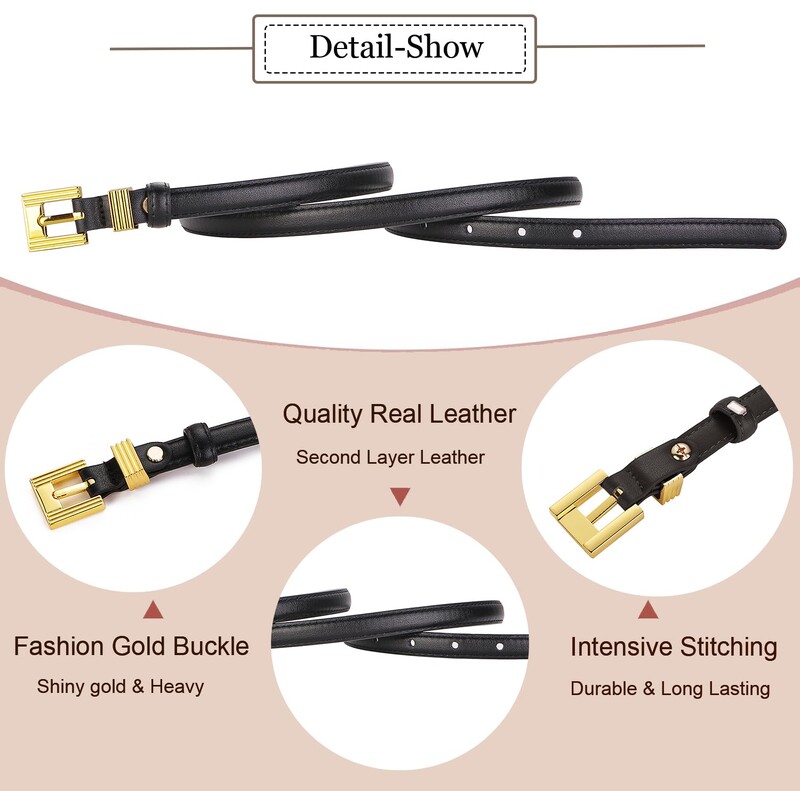 Modni tanki remeni za žene Tanki kožni remeni za haljine Vintage ženski remen Ženski remeni za traperice Zlatna/srebrna kopča pojas