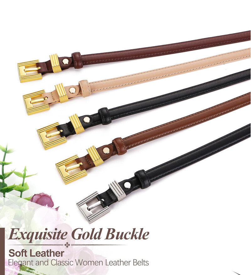 Modni tanki remeni za žene Tanki kožni remeni za haljine Vintage ženski remen Ženski remeni za traperice Zlatna/srebrna kopča pojas