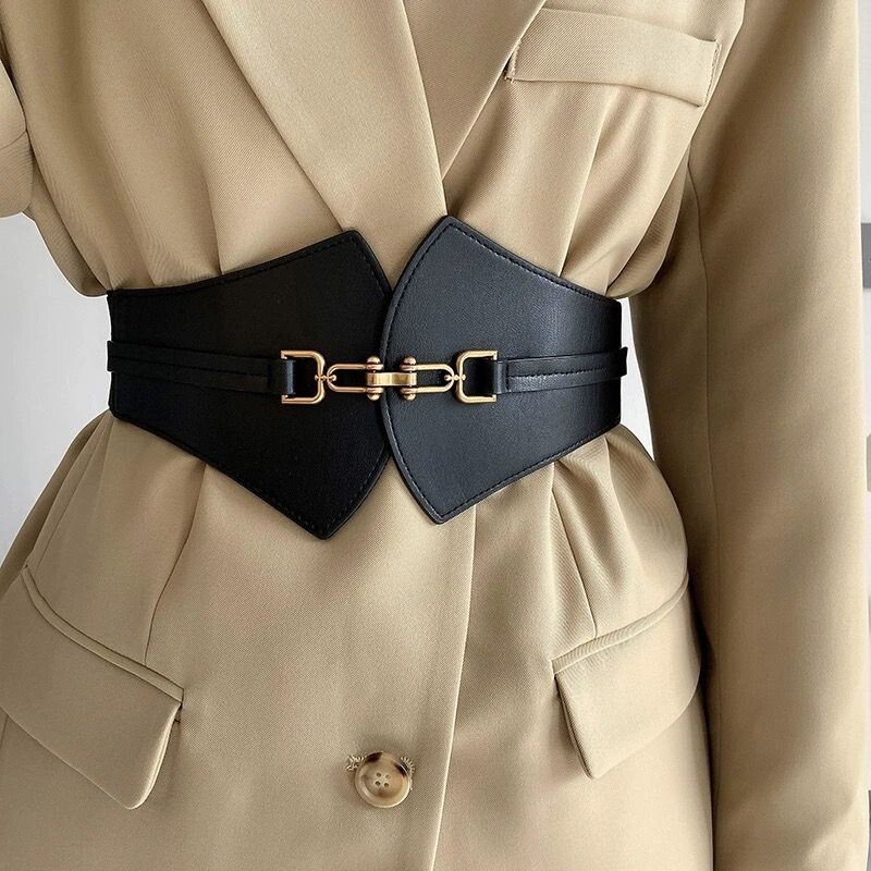 Husa de talie decor de dama cu fusta centura lata neagra europeana si americana Versiunea coreeana centura de talie practica versatila