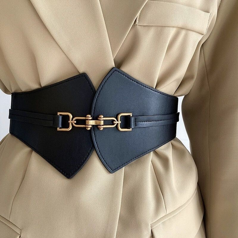 Husa de talie decor de dama cu fusta centura lata neagra europeana si americana Versiunea coreeana centura de talie practica versatila